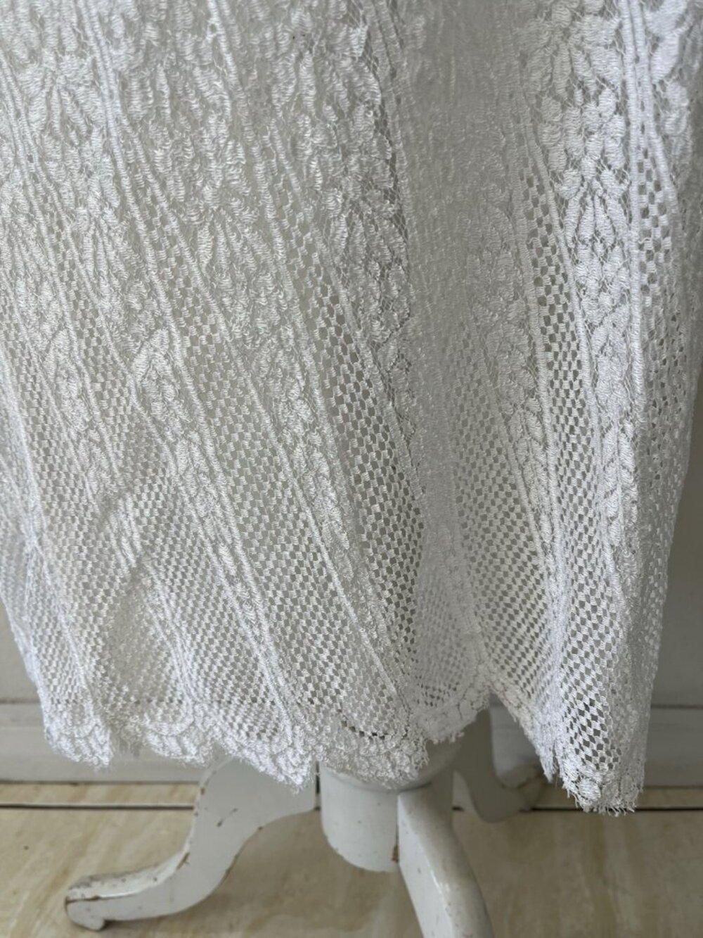 Vtg Jessica McClintock White Lace Prairie Dress Drop Waist Blouson Size 12 M - Picture 6 of 16